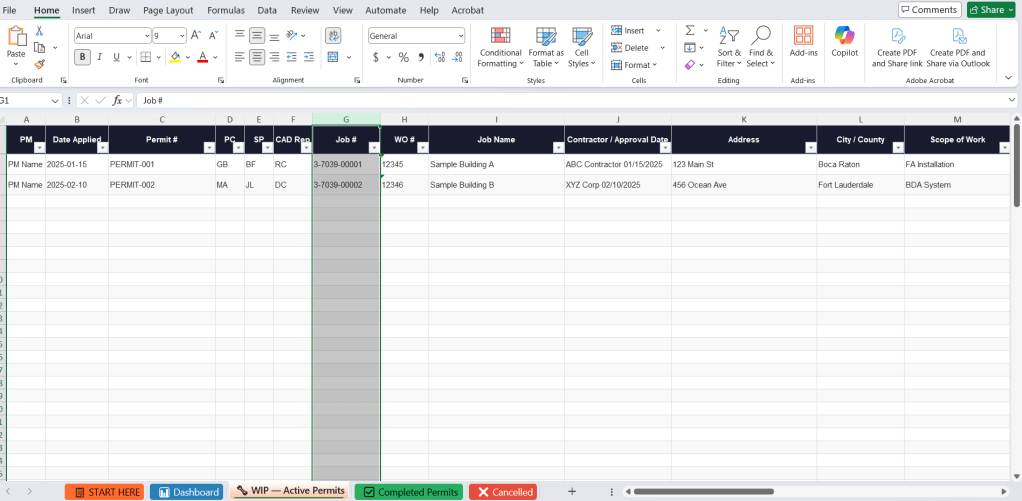 El Spreadsheet que Uso para Rastrear Permisos de Fire Alarm y BDA — y Cómo Me Mantiene Al&nbsp;Día